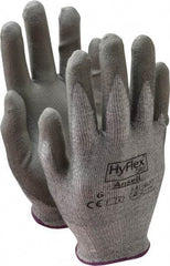 Ansell - Size XS (6), ANSI Cut Lvl 2, Abrasion Lvl 6, Polyurethane Coated Cut Resistant Gloves - 8.5" Long, Palm & Fingers Coated, Dyneema/Lycra Lining, Knit Wrist, Gray/Gray, Paired - Americas Industrial Supply