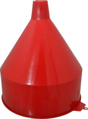 PRO-LUBE - 6 Qt Capacity Polyethylene Funnel - 9" Mouth OD, 1-1/2" Tip OD, Straight Spout, Red - Americas Industrial Supply