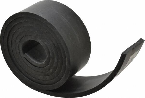 Made in USA - 1/4" Thick x 2" Wide x 60" Long, Plain Backed Buna-N Rubber Strip - Stock Length, 70 Shore A Durometer, 2,500 psi Tensile Strength, -20 to 170°F, Black - Americas Industrial Supply