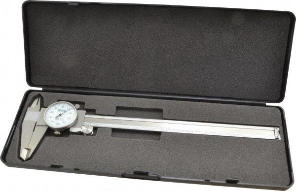 Fowler - 0" to 8" Range, 0.001" Graduation, 0.1" per Revolution, Dial Caliper - White Face, 2" Jaw Length - Americas Industrial Supply