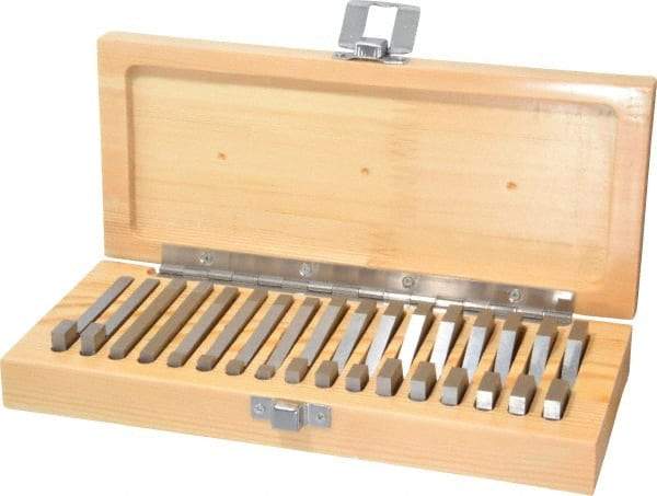 TESA Brown & Sharpe - 0.25 to 45° Angle, 3 Inch Long, Angle Block Set - 50-55 Rc Hardness, 17 Pieces - Americas Industrial Supply