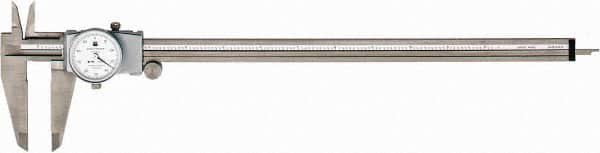 TESA Brown & Sharpe - 0" to 12" Range, 0.001" Graduation, 0.1" per Revolution, Dial Caliper - White Face, 2.5" Jaw Length - Americas Industrial Supply