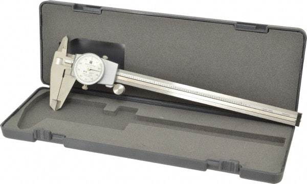 TESA Brown & Sharpe - 0" to 8" Range, 0.001" Graduation, 0.1" per Revolution, Dial Caliper - White Face, 1.9" Jaw Length - Americas Industrial Supply