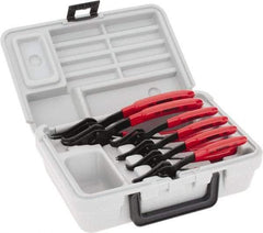 Proto - 6 Piece, 3/8 to 3" Bore, 1/4 to 3-11/32" Shaft, Convertible Retaining Ring Pliers Set - 0.038 to 0.07" Tip Diam Range - Americas Industrial Supply