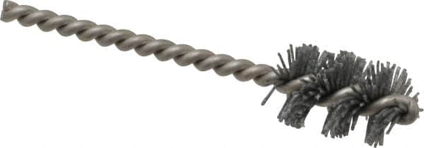 Made in USA - 5/8" Diam Helical Nylon Tube Brush - 0.022" Filament Diam, 1" Brush Length, 3-1/2" OAL, 0.162" Diam Stainless Steel Shank - Americas Industrial Supply