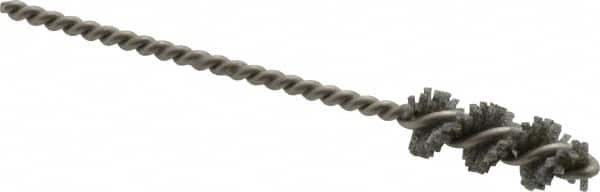 Made in USA - 3/4" Diam Helical Nylon Tube Brush - 0.022" Filament Diam, 1" Brush Length, 3-1/2" OAL, 0.162" Diam Stainless Steel Shank - Americas Industrial Supply