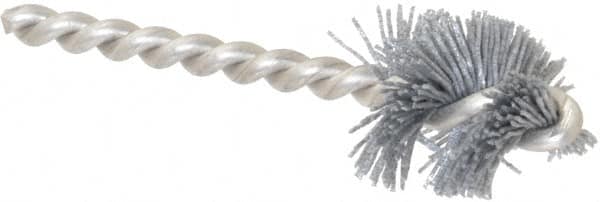 Made in USA - 1" Diam Helical Nylon Tube Brush - 0.022" Filament Diam, 1" Brush Length, 3-1/2" OAL, 1/4" Diam Stainless Steel Shank - Americas Industrial Supply