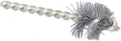 Made in USA - 1" Diam Helical Nylon Tube Brush - 0.022" Filament Diam, 1" Brush Length, 3-1/2" OAL, 1/4" Diam Stainless Steel Shank - Americas Industrial Supply