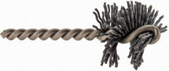 Made in USA - 1-1/4" Diam Helical Nylon Tube Brush - 0.04" Filament Diam, 1" Brush Length, 3-1/2" OAL, 1/4" Diam Stainless Steel Shank - Americas Industrial Supply
