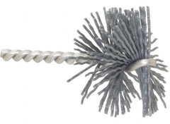 Made in USA - 2" Diam Helical Nylon Tube Brush - 0.04" Filament Diam, 1" Brush Length, 3-1/2" OAL, 1/4" Diam Stainless Steel Shank - Americas Industrial Supply