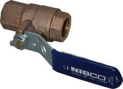 NIBCO - 1/2" Pipe, Full Port, Bronze Standard Ball Valve - 2 Piece, Inline - One Way Flow, FNPT x FNPT Ends, Lever Handle, 600 WOG, 150 WSP - Americas Industrial Supply