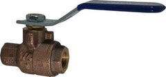 NIBCO - 1/4" Pipe, Full Port, Bronze Standard Ball Valve - 2 Piece, Inline - One Way Flow, FNPT x FNPT Ends, Lever Handle, 600 WOG, 150 WSP - Americas Industrial Supply