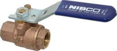 NIBCO - 3/8" Pipe, Full Port, Bronze Standard Ball Valve - 2 Piece, Inline - One Way Flow, FNPT x FNPT Ends, Lever Handle, 600 WOG, 150 WSP - Americas Industrial Supply