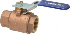 NIBCO - 1" Pipe, Full Port, Bronze Standard Ball Valve - 2 Piece, Inline - One Way Flow, FNPT x FNPT Ends, Locking Lever Handle, 600 WOG, 150 WSP - Americas Industrial Supply