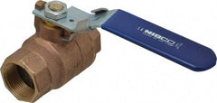 NIBCO - 1-1/4" Pipe, Full Port, Bronze Standard Ball Valve - 2 Piece, Inline - One Way Flow, FNPT x FNPT Ends, Locking Lever Handle, 600 WOG, 150 WSP - Americas Industrial Supply