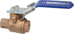 NIBCO - 1/4" Pipe, Full Port, Bronze Standard Ball Valve - 2 Piece, Inline - One Way Flow, FNPT x FNPT Ends, Locking Lever Handle, 600 WOG, 150 WSP - Americas Industrial Supply