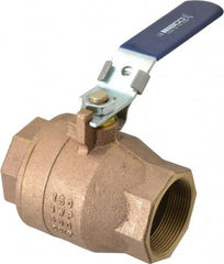 NIBCO - 2" Pipe, Full Port, Bronze Standard Ball Valve - 2 Piece, Inline - One Way Flow, FNPT x FNPT Ends, Locking Lever Handle, 600 WOG, 150 WSP - Americas Industrial Supply