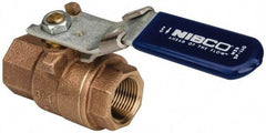 NIBCO - 3/4" Pipe, Full Port, Bronze Standard Ball Valve - 2 Piece, Inline - One Way Flow, FNPT x FNPT Ends, Locking Lever Handle, 600 WOG, 150 WSP - Americas Industrial Supply