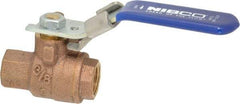 NIBCO - 3/8" Pipe, Full Port, Bronze Standard Ball Valve - 2 Piece, Inline - One Way Flow, FNPT x FNPT Ends, Locking Lever Handle, 600 WOG, 150 WSP - Americas Industrial Supply