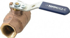 NIBCO - 1" Pipe, Full Port, Bronze Standard Ball Valve - 2 Piece, Inline - One Way Flow, FNPT x FNPT Ends, Lever with Memory Stop Handle, 600 WOG, 150 WSP - Americas Industrial Supply
