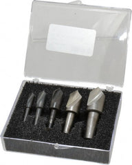 Cleveland - 5 Piece, 1/4 to 3/4" Head Diam, 82° Included Angle, Single End Countersink Set - Americas Industrial Supply