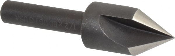 Cleveland - 1/2" Head Diam, 1/4" Shank Diam, 3 Flute 60° High Speed Steel Countersink - Americas Industrial Supply