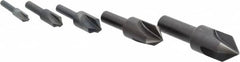 Cleveland - 5 Piece, 1/4 to 3/4" Head Diam, 82° Included Angle, Single End Countersink Set - Americas Industrial Supply