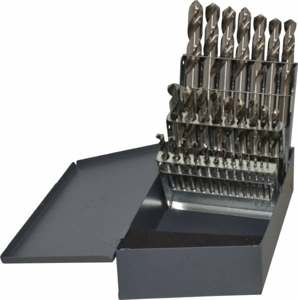 Cleveland - 1/16 to 1/2", 118° Point, Bright Finish, High Speed Steel Screw Machine Length Drill Bit Set - Americas Industrial Supply