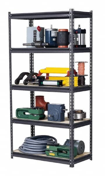 Edsal - 5 Shelf Starter Heavy-Duty Open Steel Shelving - 1,000 Lb Capacity, 48" Wide x 72" High x 18" Deep, Gray - Americas Industrial Supply