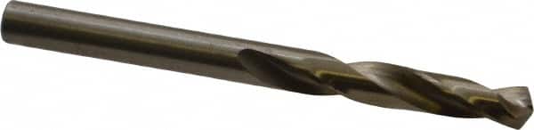 Cleveland - #11 135° Spiral Flute Cobalt Screw Machine Drill Bit - Oxide/Gold Finish, Right Hand Cut, 1-3/16" Flute Length, 2-1/4" OAL, Split Point, Straight Shank - Americas Industrial Supply