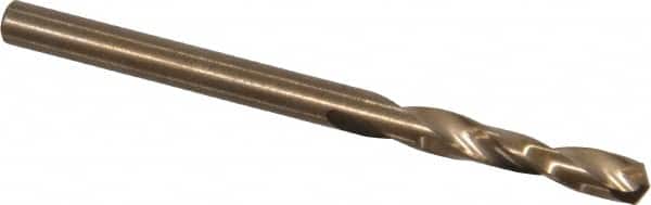 Cleveland - #27 135° Spiral Flute Cobalt Screw Machine Drill Bit - Oxide/Gold Finish, Right Hand Cut, 1" Flute Length, 2-1/16" OAL, Split Point, Straight Shank - Americas Industrial Supply