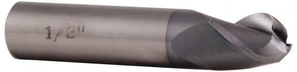 Accupro - 5/8" Diam, 3/4" LOC, 3 Flute Solid Carbide Ball End Mill - TiCN Finish, Single End, 3" OAL, 5/8" Shank Diam, Spiral Flute - Americas Industrial Supply