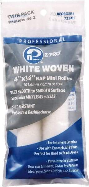 Premier Paint Roller - 1/4" Nap, 4" Wide Paint Mini Roller Covers - Smooth Texture, Woven - Americas Industrial Supply