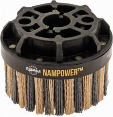 Brush Research Mfg. - 4" 80 Grit Ceramic/Silicon Carbide Tapered Disc Brush - Coarse Grade, CNC Adapter Connector, 0.71" Trim Length, 7/8" Arbor Hole - Americas Industrial Supply