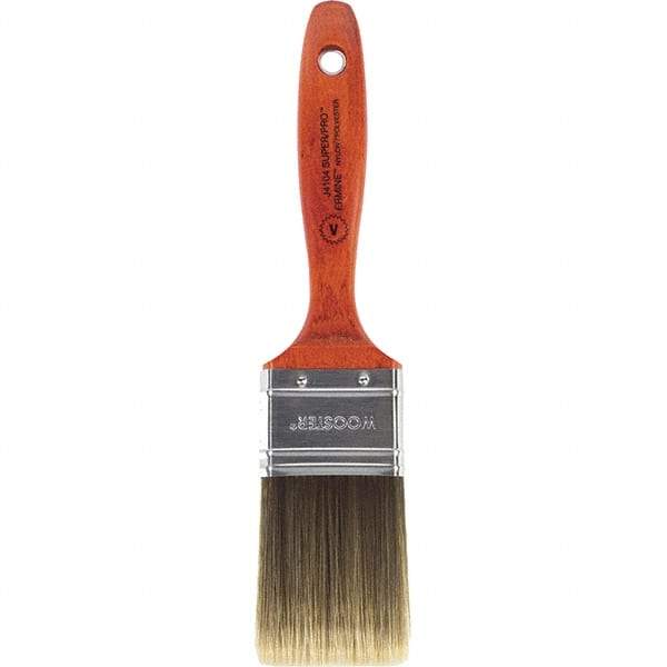 Wooster Brush - 2" Flat Nylon/Polyester Varnish Brush - 2-11/16" Bristle Length, 5-1/2" Wood Beavertail Handle - Americas Industrial Supply