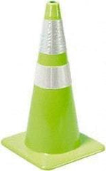 PRO-SAFE - 28" High, Lime Rigid Traffic Cone - 14" Base Width, 7 Lb, PVC - Americas Industrial Supply