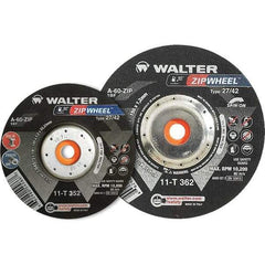 WALTER Surface Technologies - 60 Grit, 5" Wheel Diam, 3/64" Wheel Thickness, Type 27 Depressed Center Wheel - Resinoid Bond, 12,200 Max RPM - Americas Industrial Supply