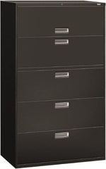 Hon - 42" Wide x 67" High x 19-1/4" Deep, 5 Drawer Roll-Out, Roll-Out Posting - Steel, Charcoal - Americas Industrial Supply