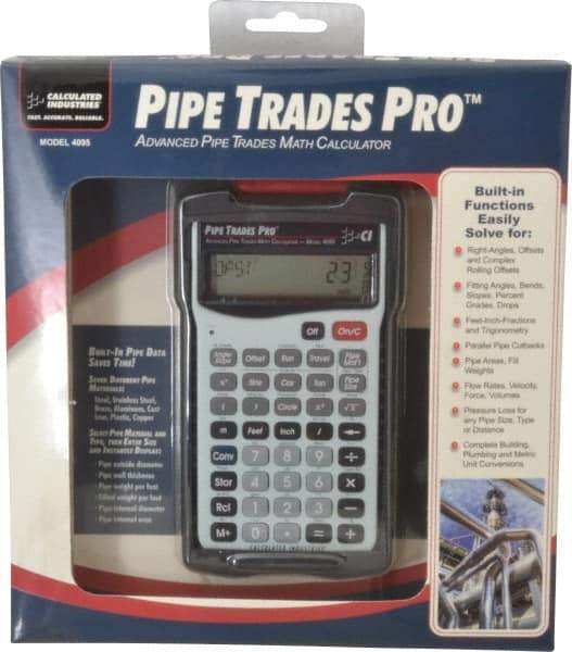 Calculated Industries - 58 Function Pipe Trades Industrial Calculator - 5.6299 Inch Long x 3 Inch Wide - Americas Industrial Supply