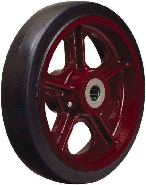 Hamilton - 12 Inch Diameter x 2-1/2 Inch Wide, Rubber on Cast Iron Caster Wheel - 900 Lb. Capacity, 3-1/4 Inch Hub Length, 1-1/4 Inch Axle Diameter, Straight Roller Bearing - Americas Industrial Supply