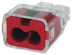 Ideal - 2 Port, 18 to 12 AWG Compatible, Push-In Wire Connector - 0.78" OAL x 0.52" OAW x 0.38" OAH, Red - Americas Industrial Supply