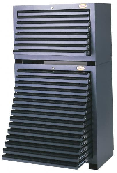 Huot - 15 Drawer, Super Cutting Tool Cabinet - Steel, 34" Wide x 19-1/8" Deep x 35" High, Gray - Americas Industrial Supply