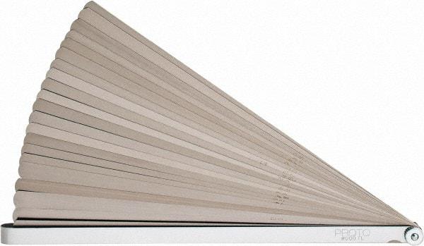 Proto - 25 Piece, 0.0015 to 0.04" Thick, Parallel Feeler Gage Set - 12" Leaf Length, 1/2" Wide, Steel - Americas Industrial Supply