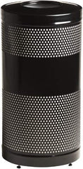 Rubbermaid - 25 Gal Black Round Decorative Waste Receptacle With Top - Steel, 902mm High - Americas Industrial Supply