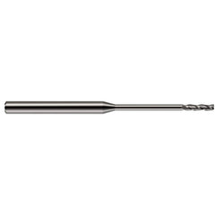 Square End Mill: 1/16'' Dia, 5/16'' LOC, 1/8'' Shank Dia, 2-1/2'' OAL, 4 Flutes, Solid Carbide Single End, Uncoated, 30 ° Helix, Centercutting, RH Cut, RH Flute