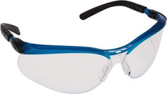 3M - Clear Lenses, Framed Safety Glasses - Anti-Fog, Scratch Resistant, Blue Polycarbonate Frame, Adjustable Temples, Size Universal, Wrap Around - Americas Industrial Supply