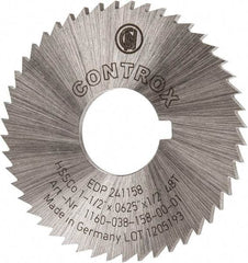 Controx - 1-1/2" Diam x 1/16" Blade Thickness x 1/2" Arbor Hole Diam, 48 Tooth Slitting and Slotting Saw - Arbor Connection, Right Hand, Uncoated, Cobalt, Concave Ground, Contains Keyway - Americas Industrial Supply