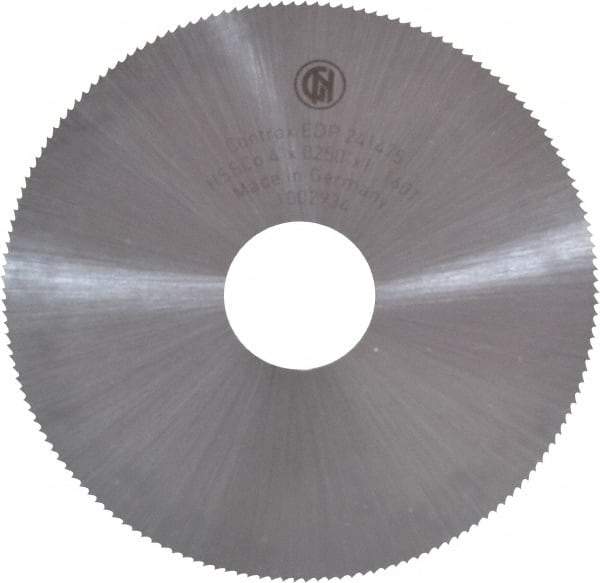 Controx - 4" Diam x 0.025" Blade Thickness x 1" Arbor Hole Diam, 160 Tooth Slitting and Slotting Saw - Arbor Connection, Right Hand, Uncoated, Cobalt, Concave Ground - Americas Industrial Supply