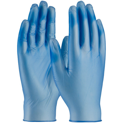 64-V77BPF/L Disposable Gloves - Ambi-Dex Disposable HD Vinyl - Blue 5 mil Powder Free - Industrial Grade - Exact Industrial Supply