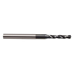 1.95 mm Dia. × 17.5 mm Shank × 16 mm Flute Length × 56 mm OAL, 5xD, 118°, TiAlN, 5xD Flute, Coolant Thru, Round Solid Carbide Drill - Americas Industrial Supply
